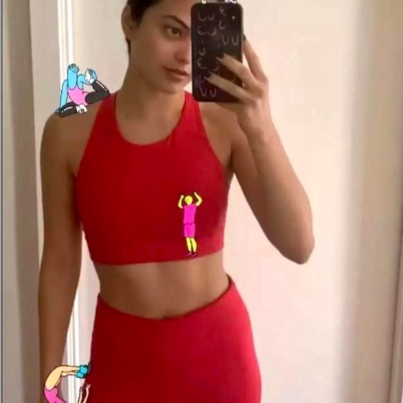 ❤️Outdoor Voices Red TechSweat Flex Set 7/8 Bra Tank Leggings pants yoga fitness - Picture 12 of 12